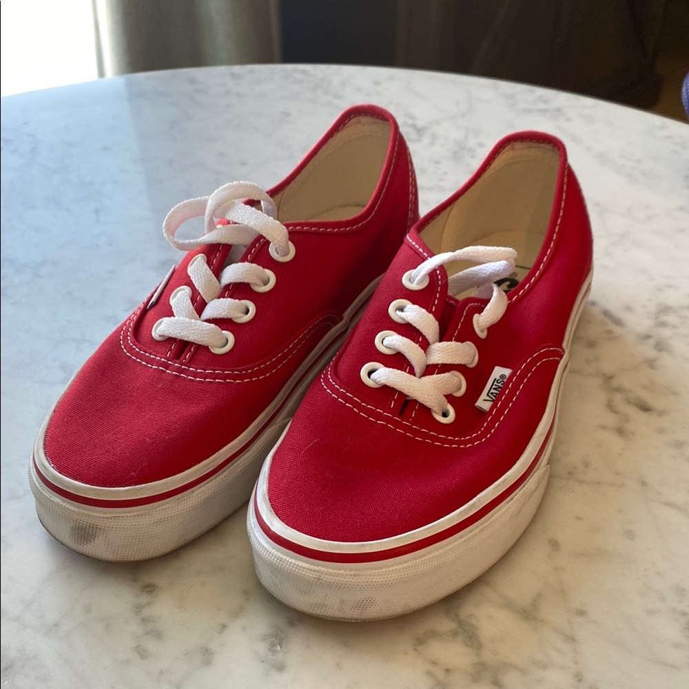 Vans Red Canvas Sneakers Low-Top Classic